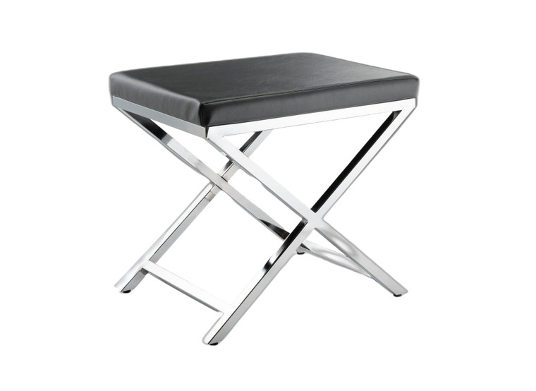 21" Charcoal and Silver Faux Leather Vanity Chair