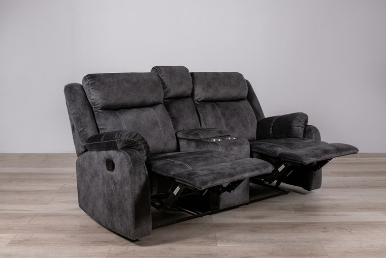 70" Dark Gray Microfiber Manual Reclining Loveseat With Storage