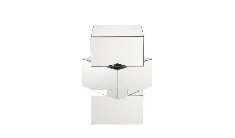 Homeroots Living Room 24" Contemporary Stacking Square End Table, Mirrored