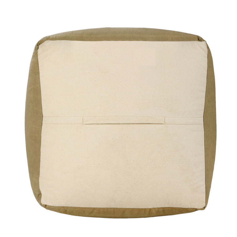 20" Brown Cotton Striped Pouf Ottoman