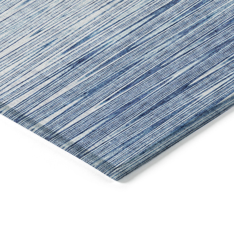 9' X 12' Navy Blue And Sky Blue Abstract Washable Indoor Outdoor Area Rug - 608219389178