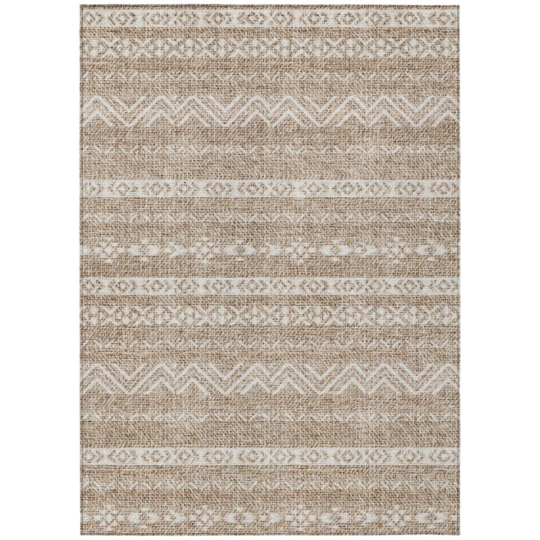 8' X 10' Brown And Beige Southwestern Washable Indoor Outdoor Area Rug - Brown, Beige
