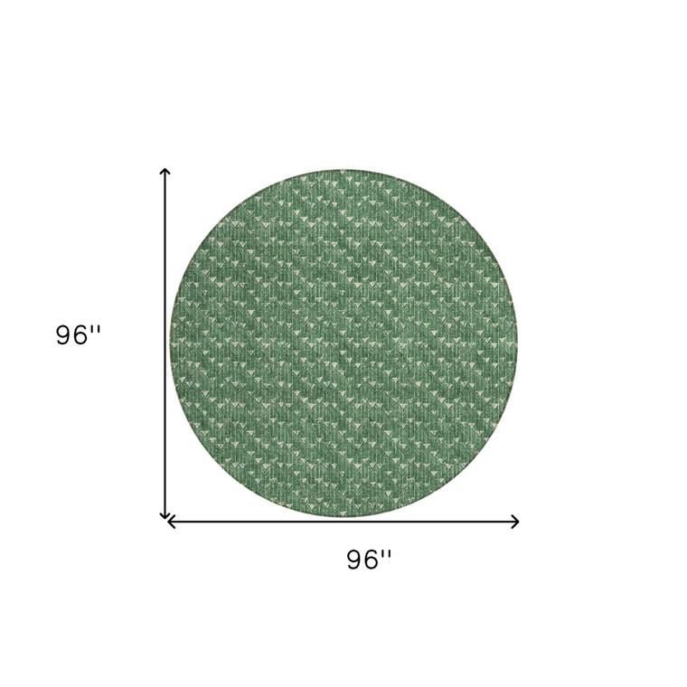 8' Sage Round Geometric Washable Indoor Outdoor Area Rug