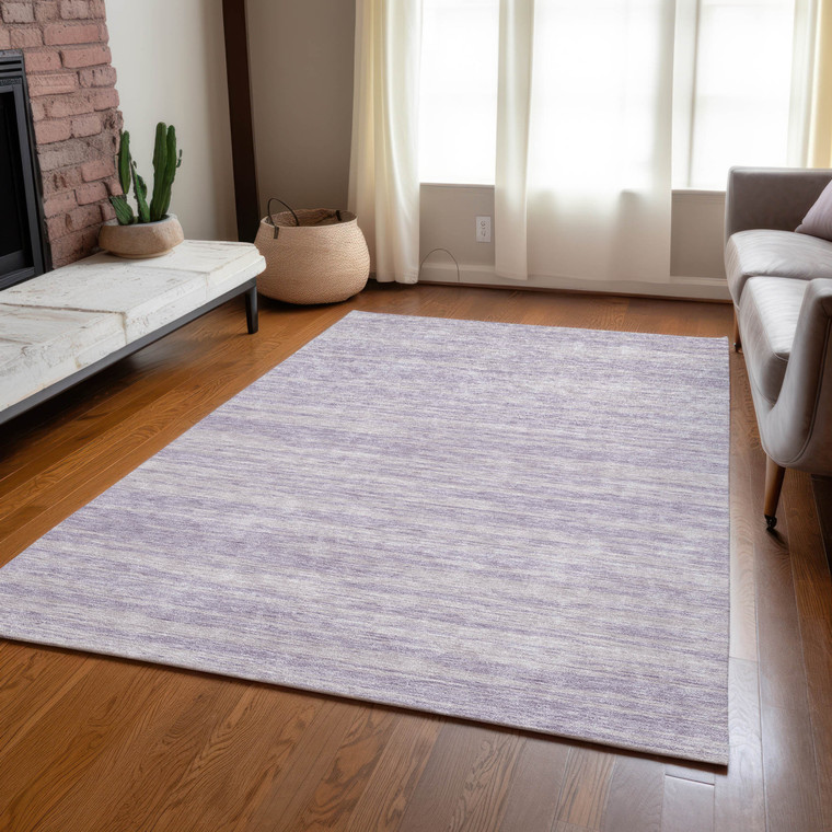 8' X 10' Lavender And Lilac Abstract Washable Indoor Outdoor Area Rug - Lavender, Lilac