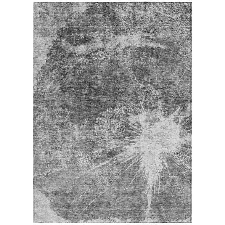 9' X 12' Gray Charcoal And Silver Abstract Washable Indoor Outdoor Area Rug Transitional Style - Gray, Charcoal, Silver Color