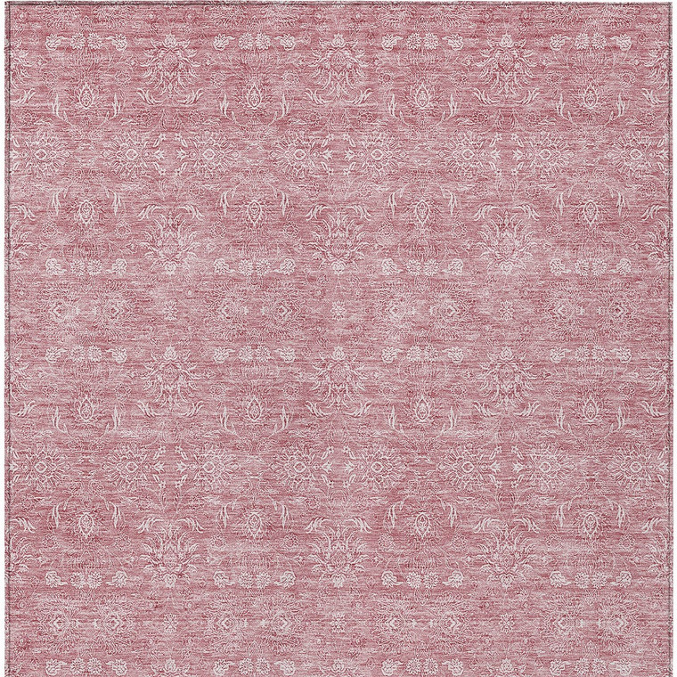9' X 12' Blush Pink And Ivory Floral Washable Indoor Outdoor Area Rug