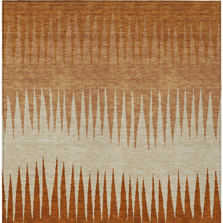 8' X 10' Copper Brown And Beige Striped Washable Indoor Outdoor Area Rug