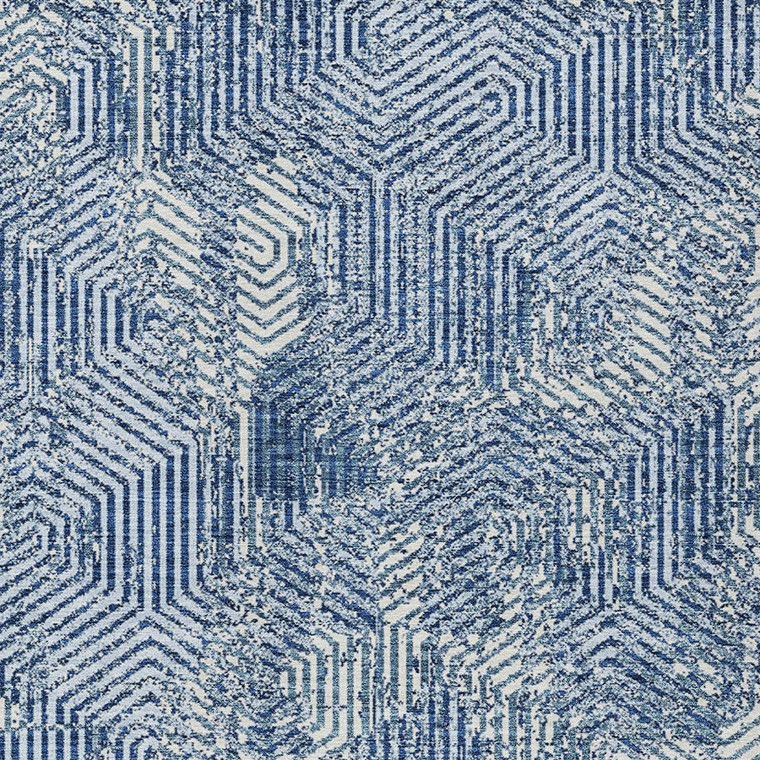 9' X 12' Navy Blue And Ivory Geometric Washable Indoor Outdoor Area Rug - 608219027599