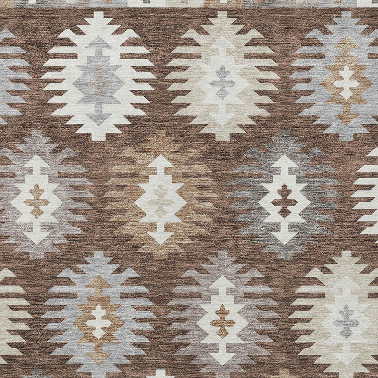 8' X 10' Brown Ivory And Taupe Southwestern Washable Indoor Outdoor Area Rug