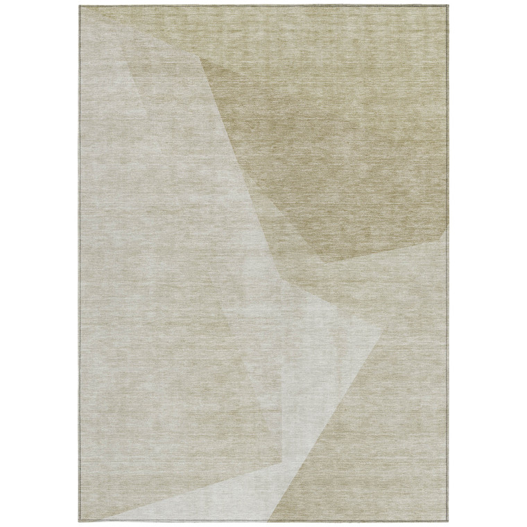 9' X 12' Beige Khaki And Taupe Abstract Washable Indoor Outdoor Area Rug