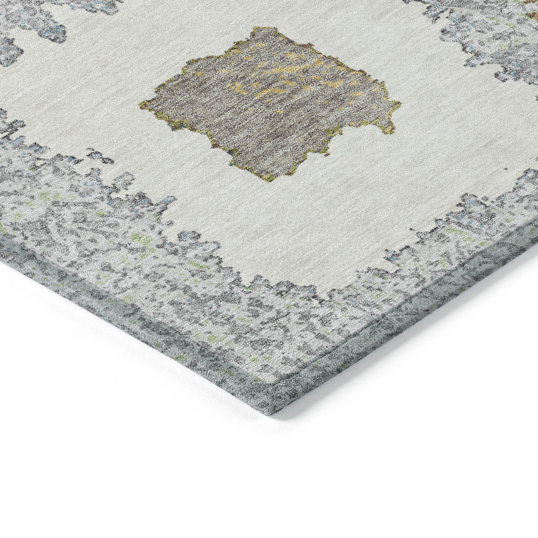 10' X 14' Gray Charcoal And Beige Geometric Washable Indoor Outdoor Area Rug