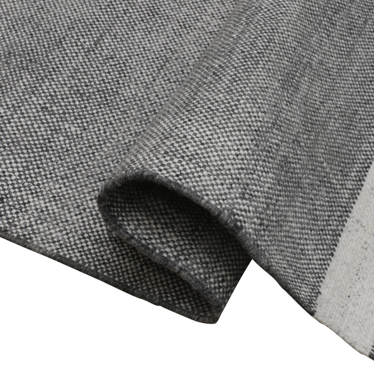 5' X 7' Dark Gray Striped Handmade Indoor Outdoor Area Rug