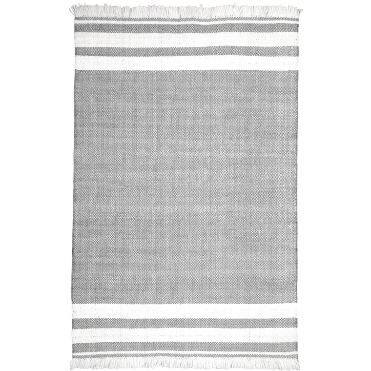 9' X 12' Gray Striped Handmade Indoor Outdoor Area Rug