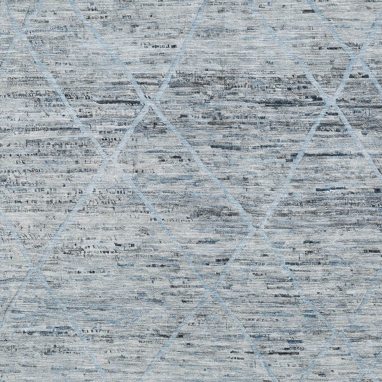 8' X 10' Blue And Gray Trellis Washable Indoor Outdoor Area Rug