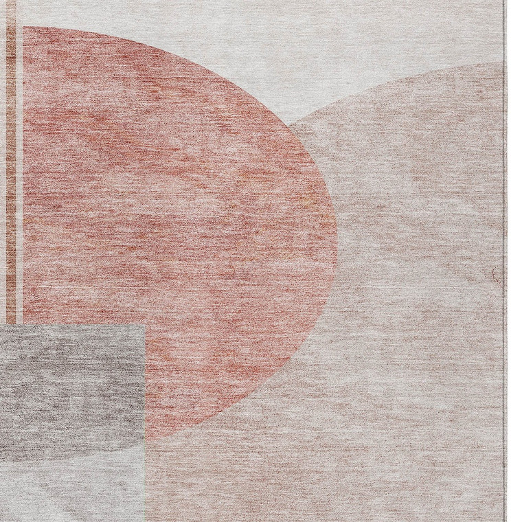 9' X 12' Copper Red And Gray Geometric Washable Indoor Outdoor Area Rug