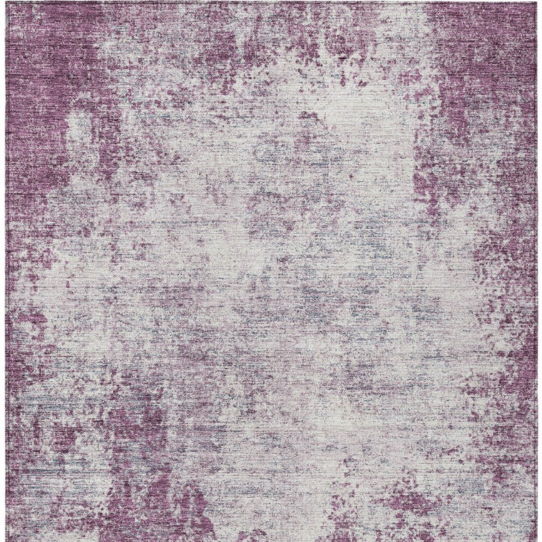 10' X 14' Plum And Ivory Abstract Washable Indoor Outdoor Area Rug - Plum, Ivory