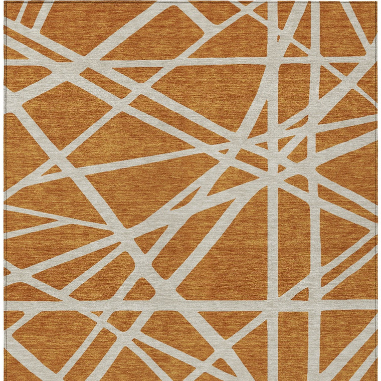 10' X 14' Copper And Beige Geometric Washable Indoor Outdoor Area Rug Transitional Style - Copper, Beige Color