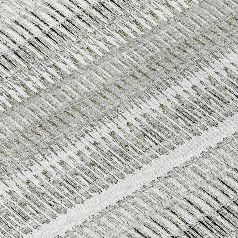 8' Ivory Gray And Taupe Round Striped Washable Indoor Outdoor Area Rug