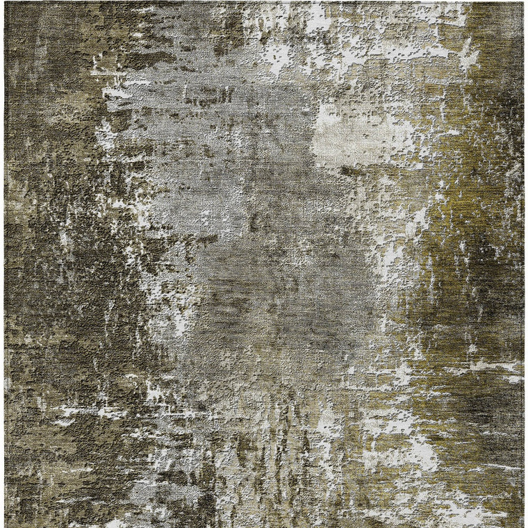 10' X 14' Taupe Brown And Gray Abstract Washable Indoor Outdoor Area Rug