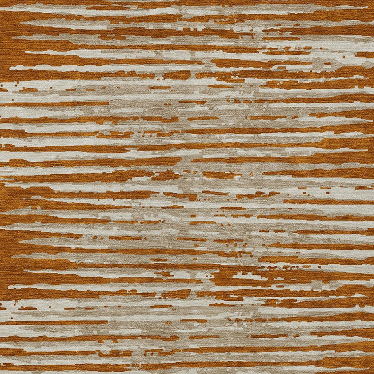 8' X 10' Brown Gray And Ivory Striped Washable Indoor Outdoor Area Rug