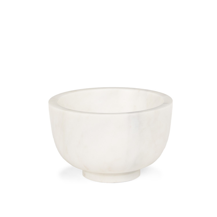 7" White Marble Round Decorative Bowl