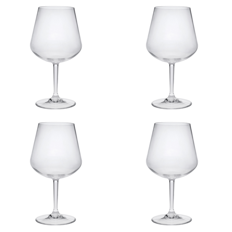 Set of Four Clear Tritan Plastic Stemmed All Purpose Wine Glasses Decor