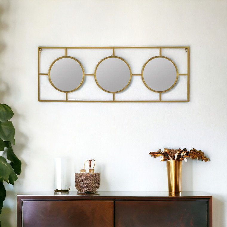 16" Gold Iron Framed Accent Mirror