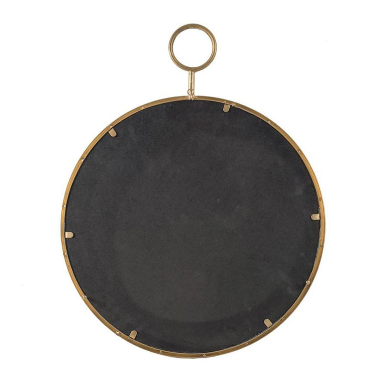 28" Gold Round Iron Framed Accent Mirror