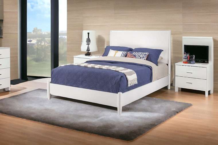 White Solid Wood California King Bed Frame