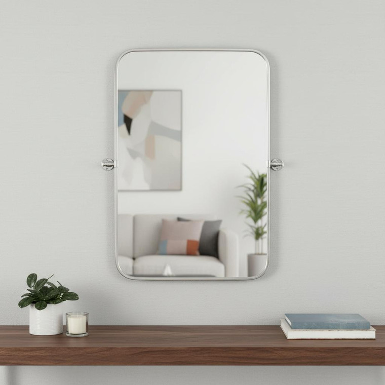 Set of Two 32" Silver Metal Framed Accent Mirrors