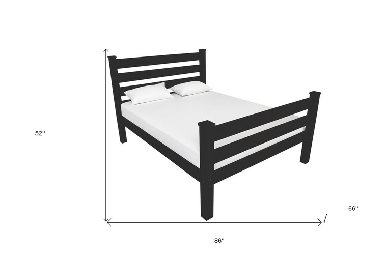 Black Solid Wood Queen Bed Frame Decor