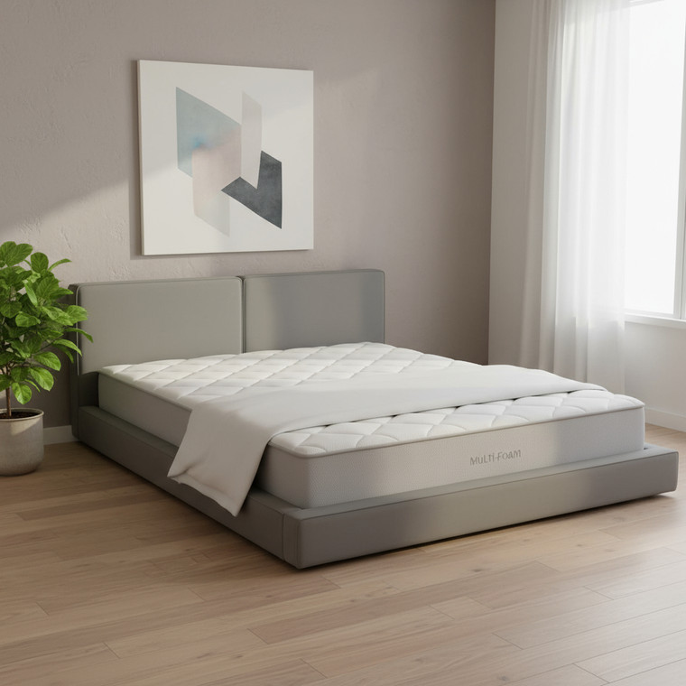 Gray Tufted Velvet Upholstered Queen Bed Frame