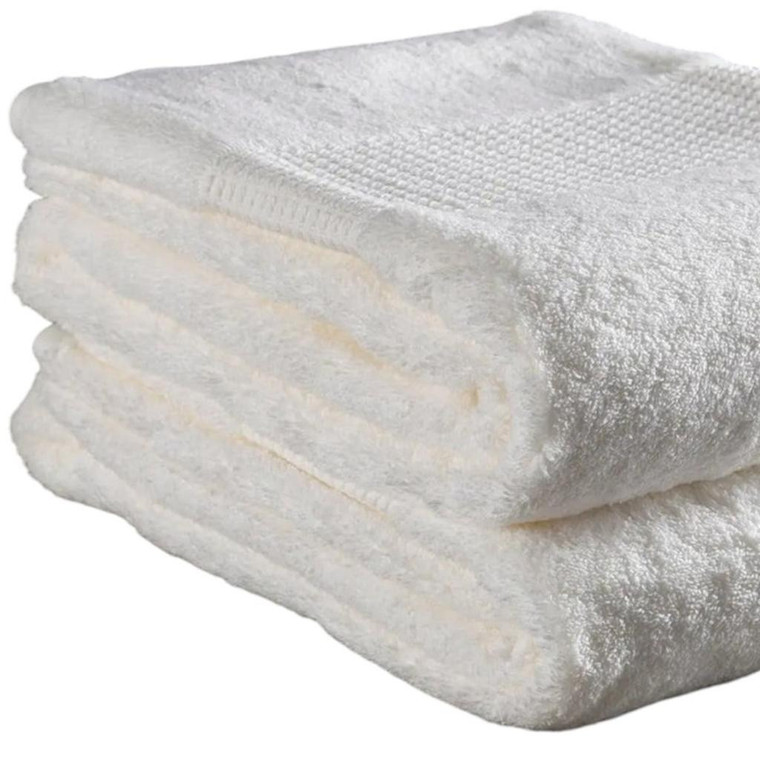 Set of Two Ivory Cotton 13" X 13" Quick Dry Terry Cloth Washcloths