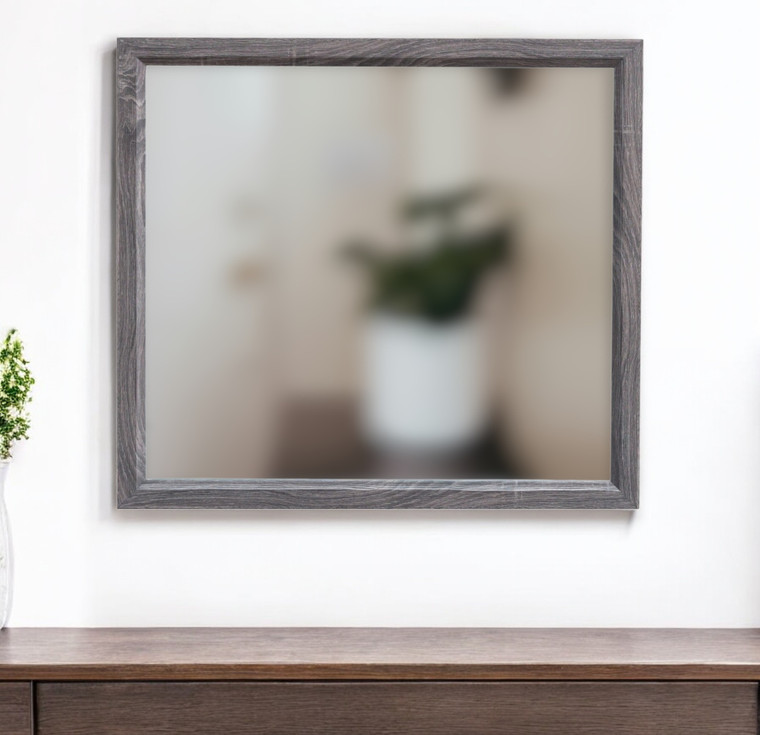 35" Dark Gray Wood Framed Accent Mirror