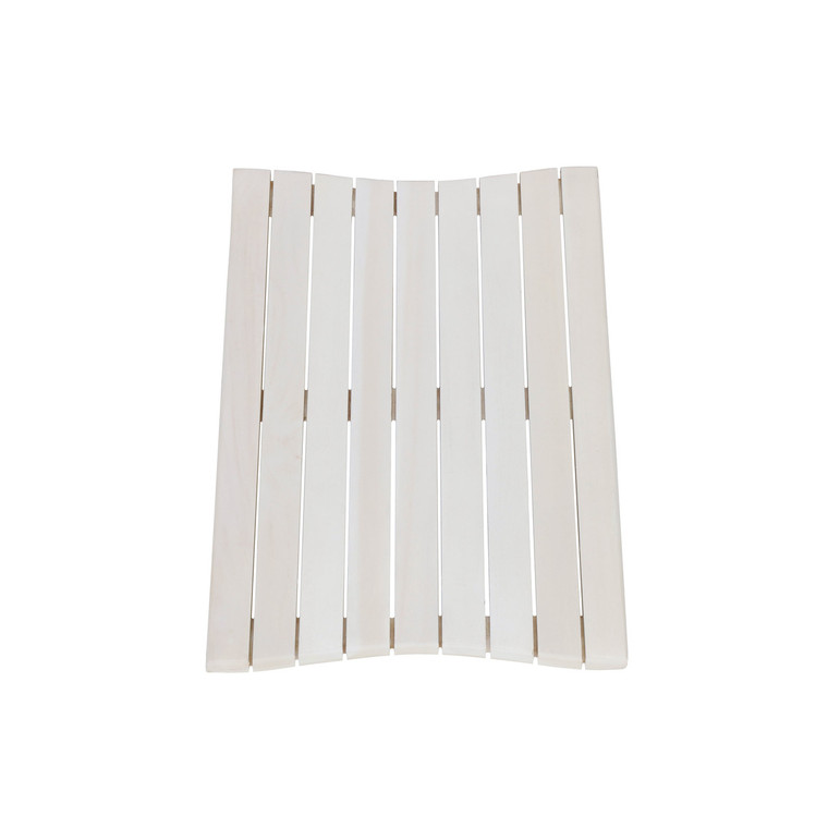 23" White Teak Slat Non Slip Bath Mat