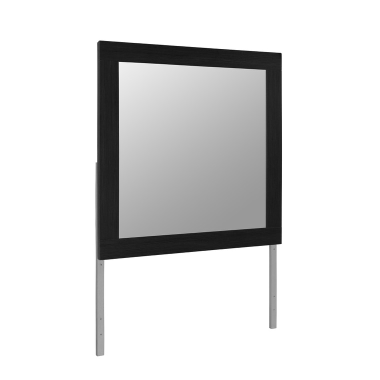 35" Black Wood Square Mounted Framed Dresser Mirror