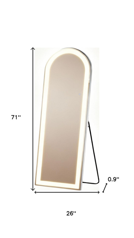 71" Clear Arch Lighted Freestanding and Wall Mount Frameless Full Length Mirror