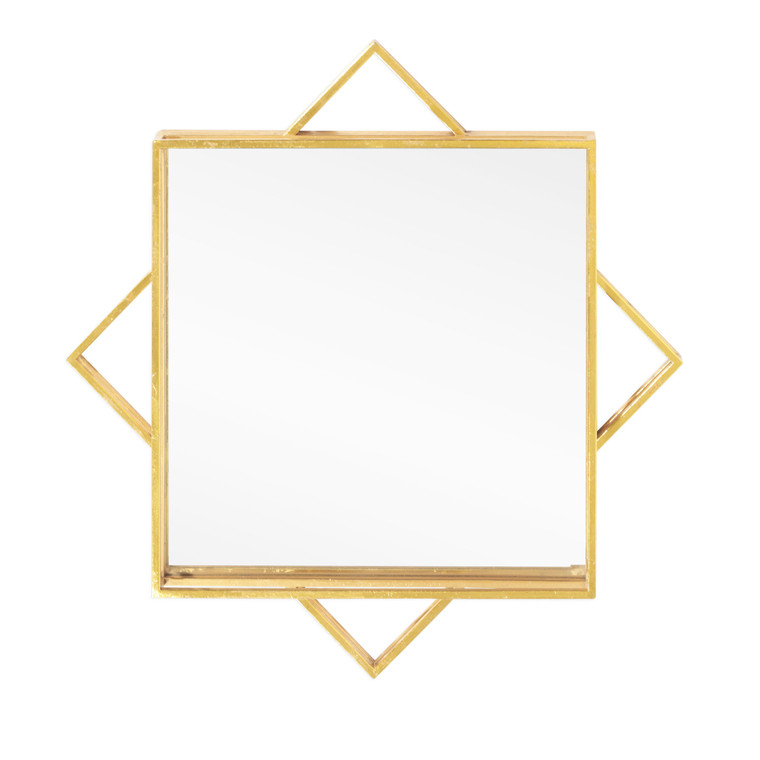 24" Gold Metal Geo Square Accent Mirror