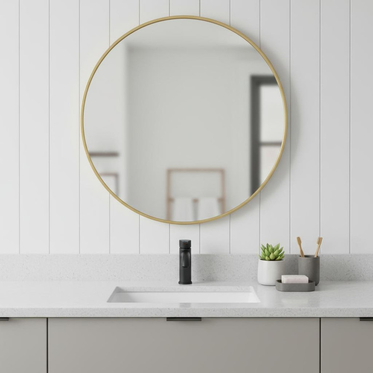20" Gold Metal Round Framed Bathroom Vanity Mirror
