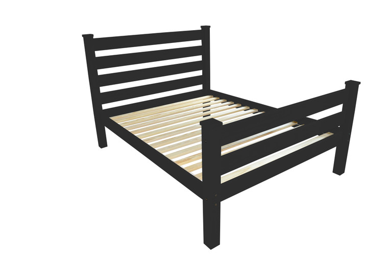 Black Solid Wood Full Bed Frame - 608219135638
