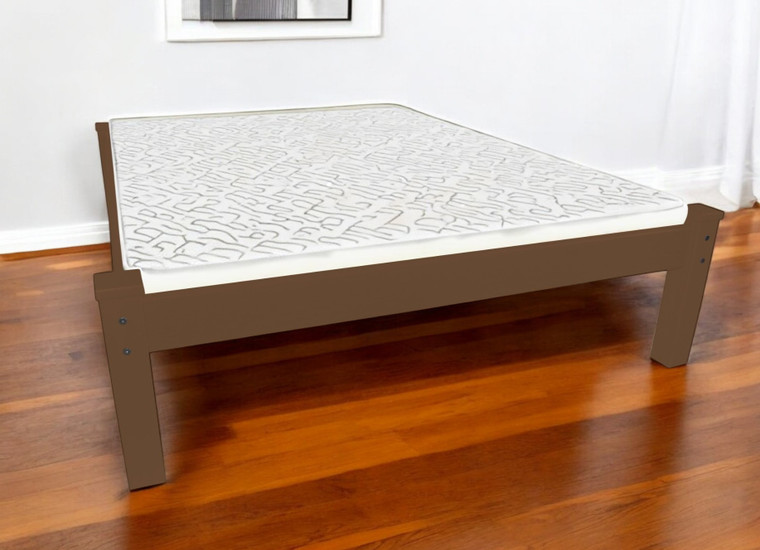 Brown Solid Wood Twin Bed Frame Classic Design