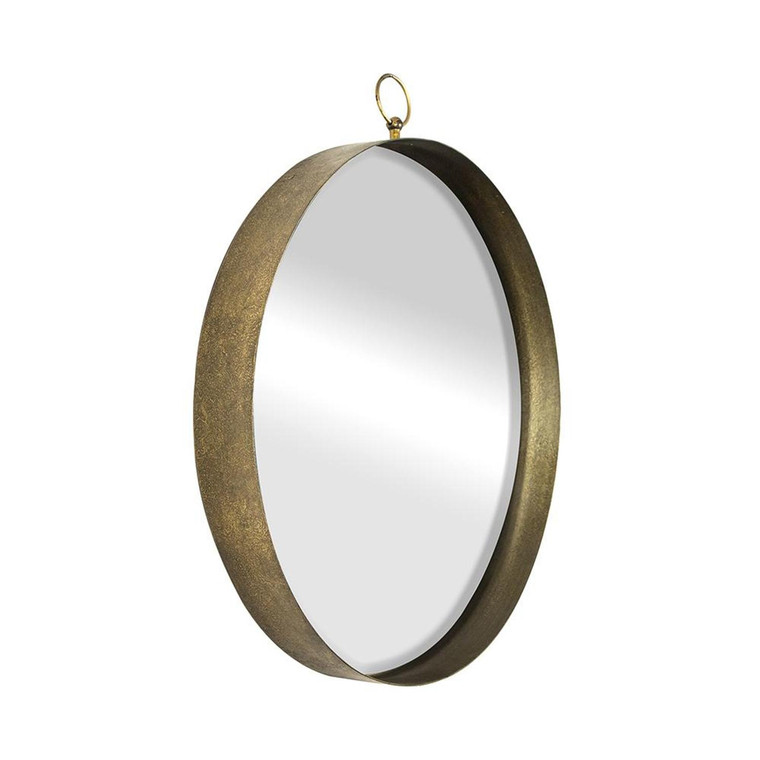 28" Gold Round Iron Framed Accent Mirror