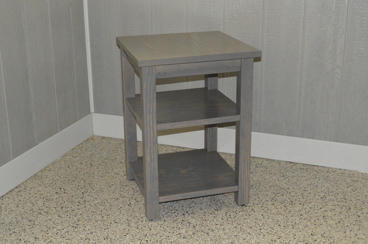 28" Gray Solid Wood Nightstand