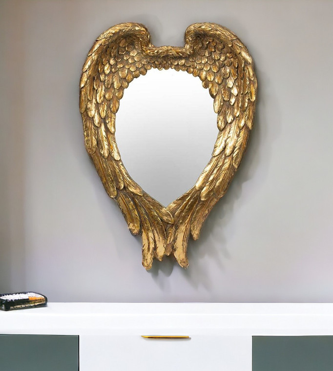 22" Gold Heart Resin Framed Accent Mirror