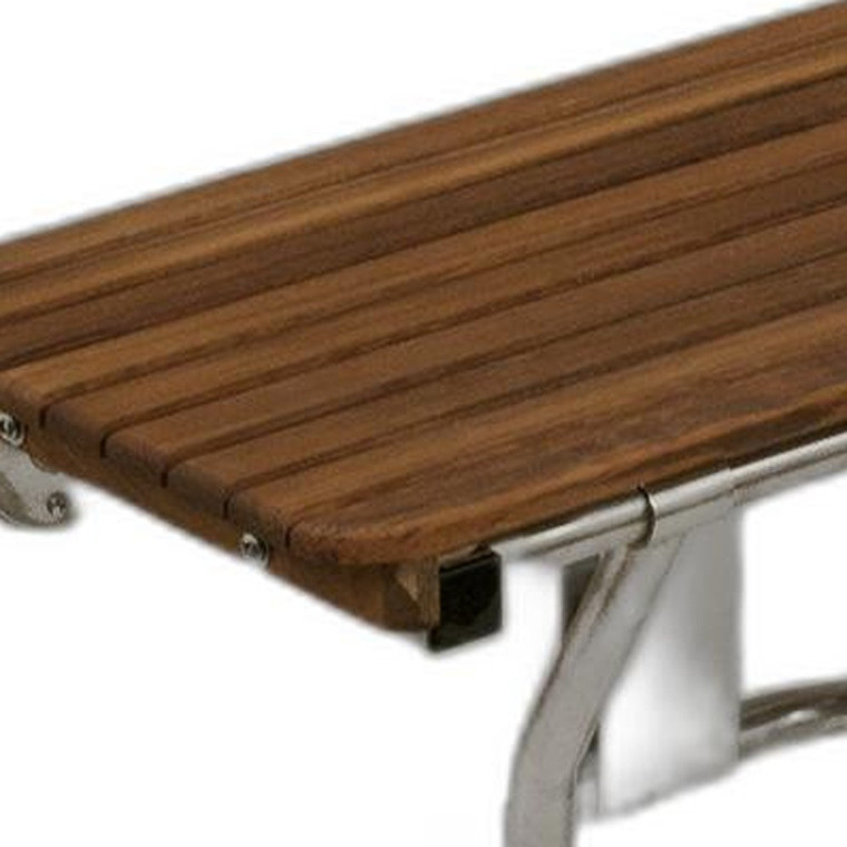 14" X 36" Brown Teak Wall Mount Rectangular Shower Bench