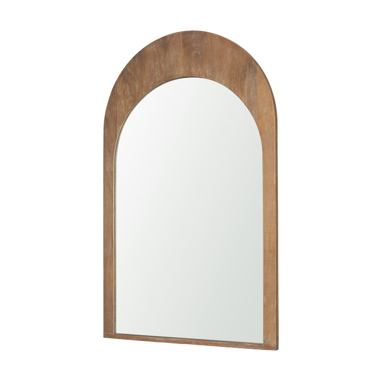 48" Light Brown Solid Wood Arch Framed Accent Mirror