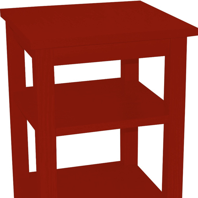 28" Red Solid Wood Nightstand
