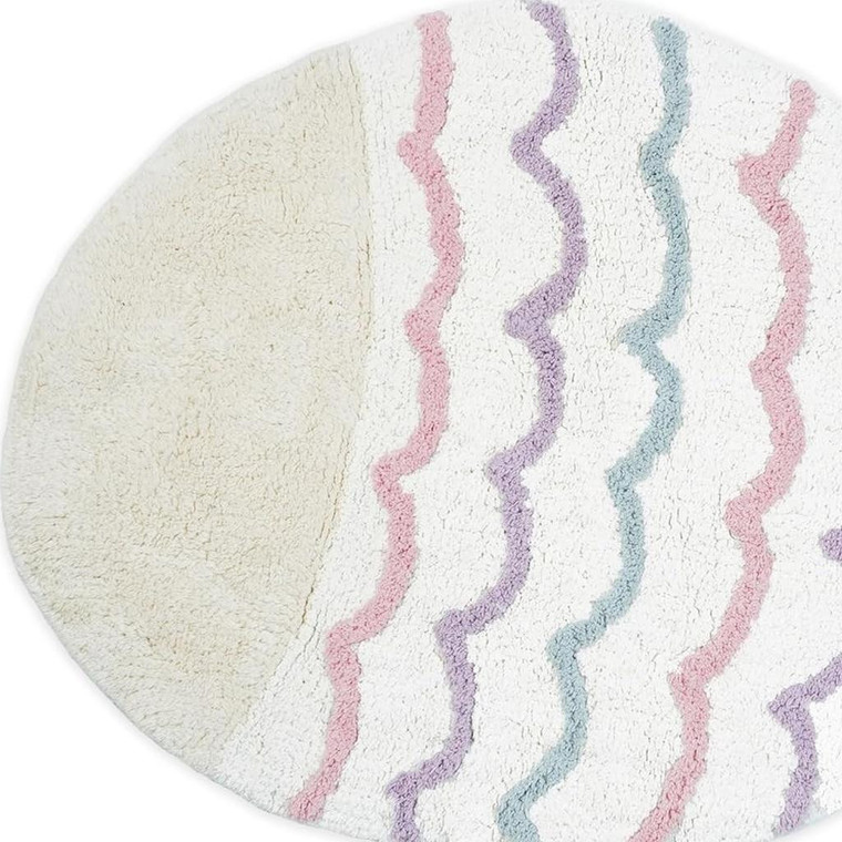 32" White Pink And Purple Cotton Fish Shaped Youthful Bath Rug