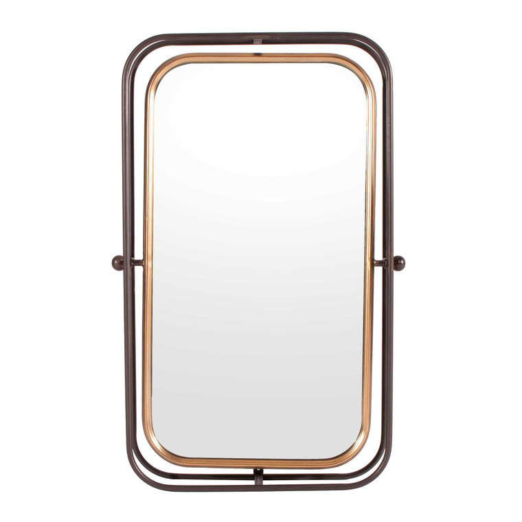 28" Black And Gold Metal Tilting Accent Mirror
