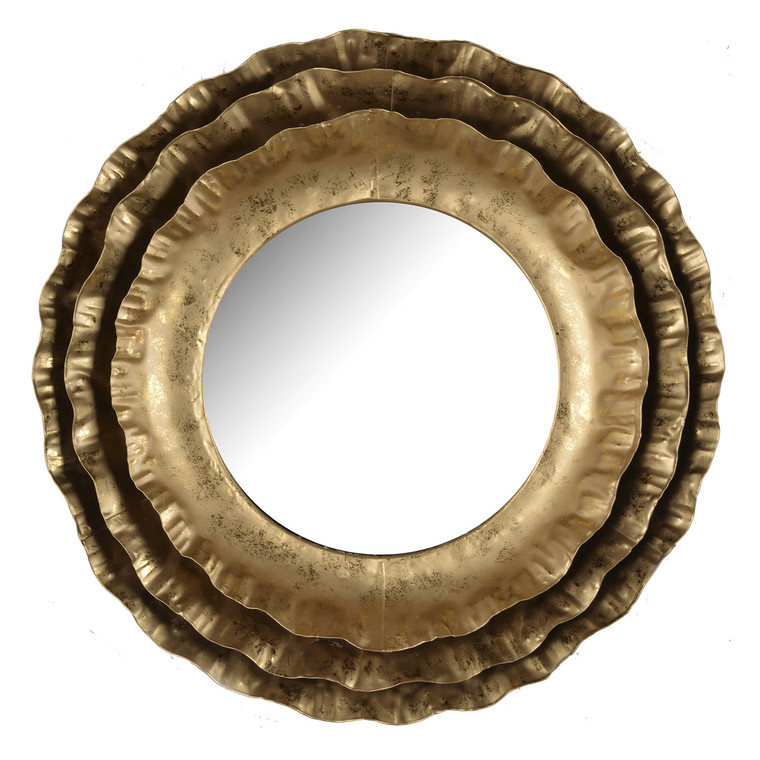 16" Gold Round Iron Framed Accent Mirror